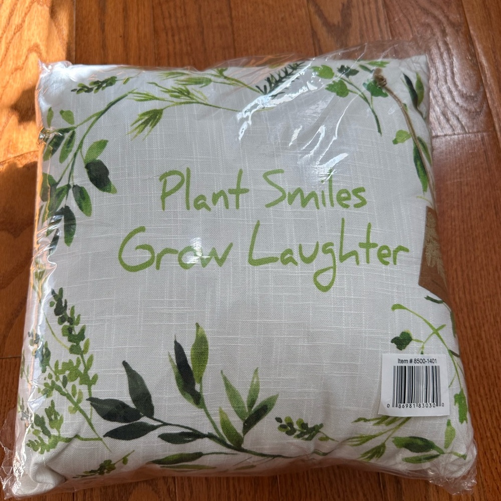 PRINZ Potting Shed “Plant Smiles…” Herb Throw Pillow, 14 x 14 Set Of 2